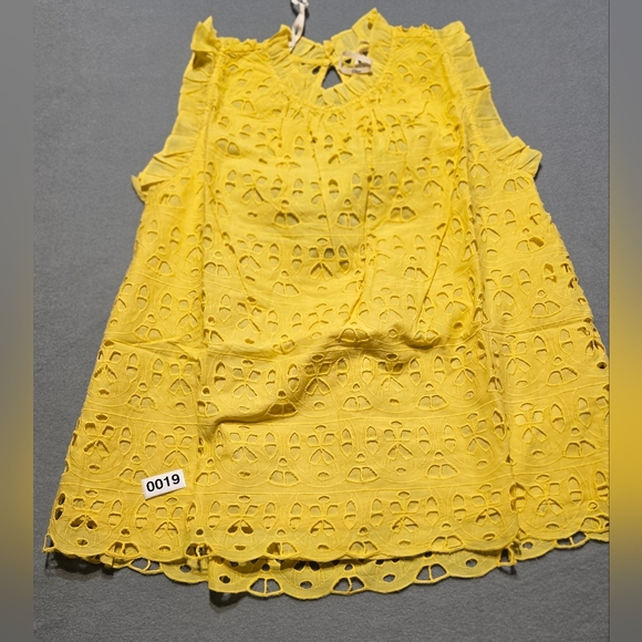 Ollari New York Charlie Blouse Sunflower Yellow Eyelet Size Medium PTP 20 - Picture 3 of 7